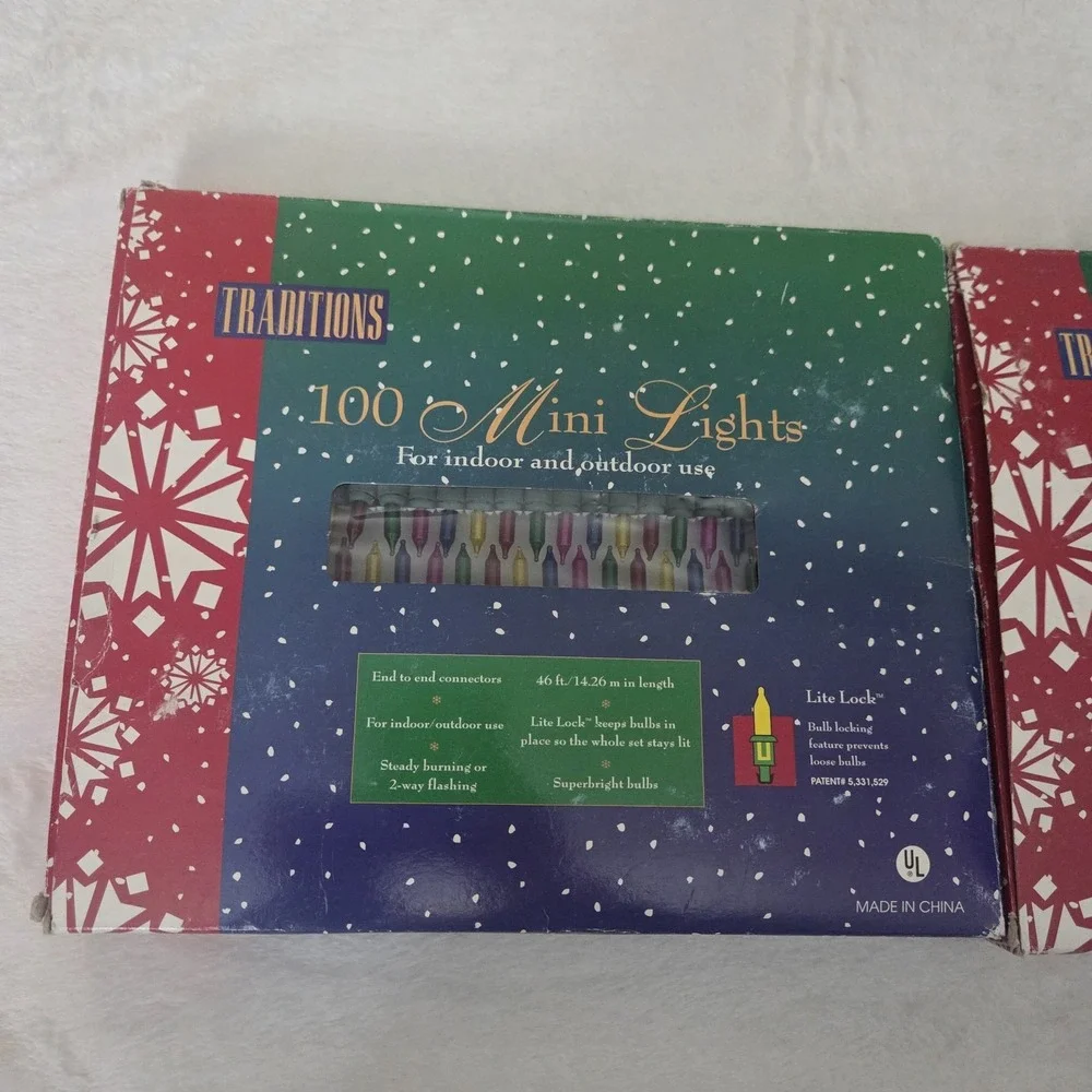 Vtg 100 Holiday Traditions Mini String Multi‎ Color Christmas Lights 46' Each